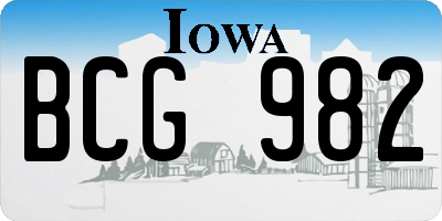 IA license plate BCG982