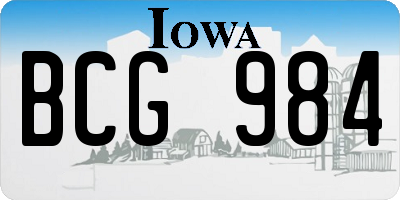 IA license plate BCG984