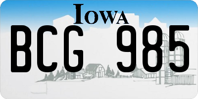 IA license plate BCG985