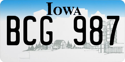 IA license plate BCG987