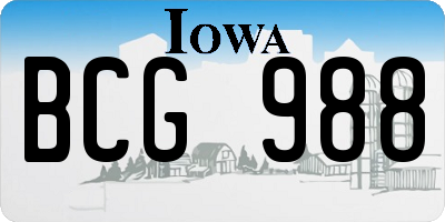 IA license plate BCG988