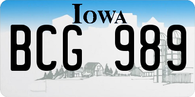 IA license plate BCG989