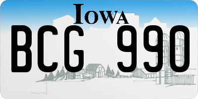 IA license plate BCG990
