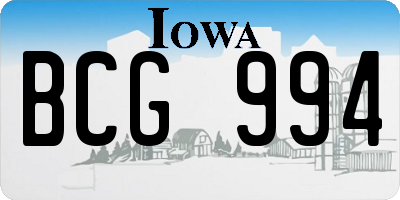 IA license plate BCG994