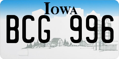 IA license plate BCG996