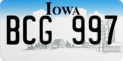 IA license plate BCG997