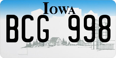 IA license plate BCG998