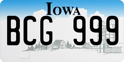 IA license plate BCG999