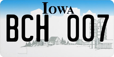 IA license plate BCH007