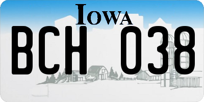 IA license plate BCH038