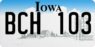 IA license plate BCH103