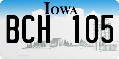 IA license plate BCH105