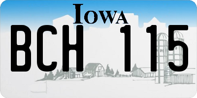 IA license plate BCH115