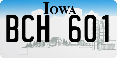 IA license plate BCH601