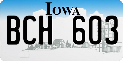 IA license plate BCH603