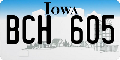 IA license plate BCH605