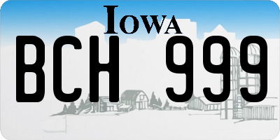 IA license plate BCH999