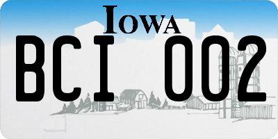 IA license plate BCI002