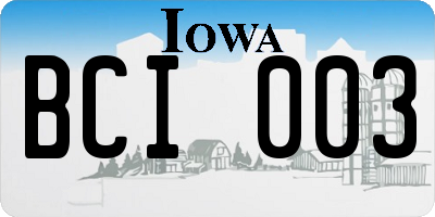 IA license plate BCI003