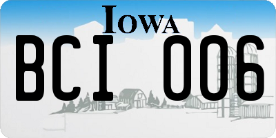IA license plate BCI006