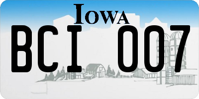 IA license plate BCI007