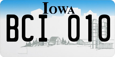 IA license plate BCI010
