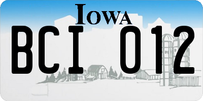 IA license plate BCI012