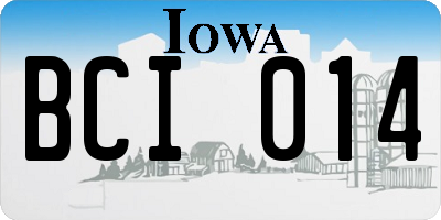 IA license plate BCI014