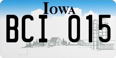 IA license plate BCI015