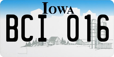 IA license plate BCI016