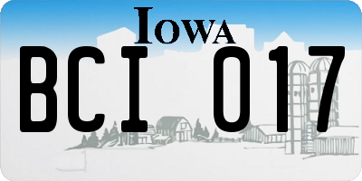 IA license plate BCI017