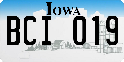 IA license plate BCI019