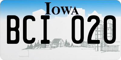 IA license plate BCI020