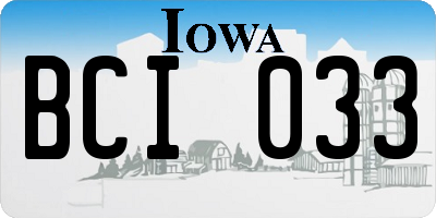 IA license plate BCI033