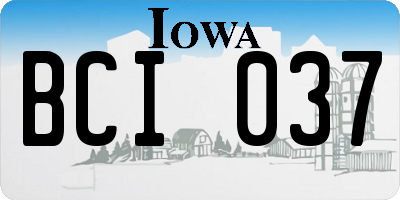 IA license plate BCI037