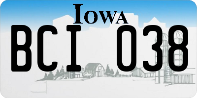 IA license plate BCI038