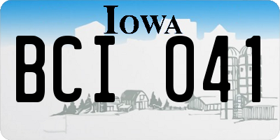 IA license plate BCI041