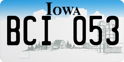 IA license plate BCI053