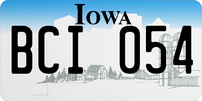 IA license plate BCI054
