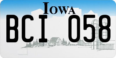 IA license plate BCI058