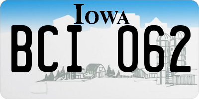 IA license plate BCI062