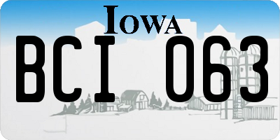 IA license plate BCI063
