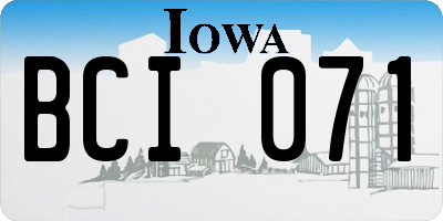 IA license plate BCI071