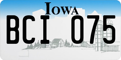 IA license plate BCI075