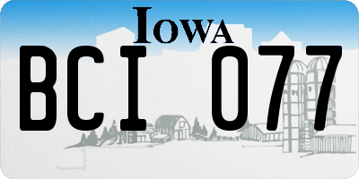 IA license plate BCI077