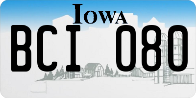 IA license plate BCI080