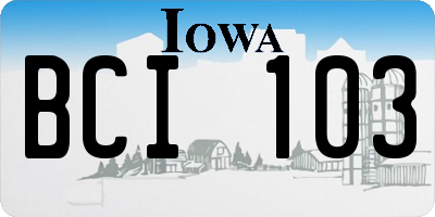 IA license plate BCI103