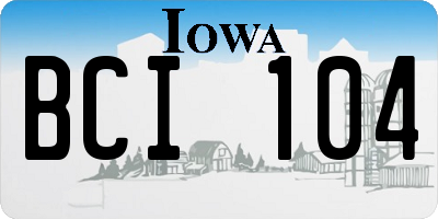 IA license plate BCI104