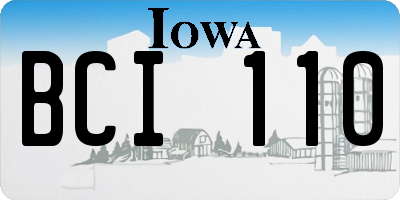 IA license plate BCI110