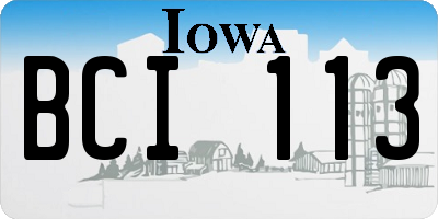 IA license plate BCI113